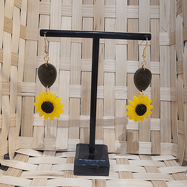 Boucles d'oreilles Tournesol double