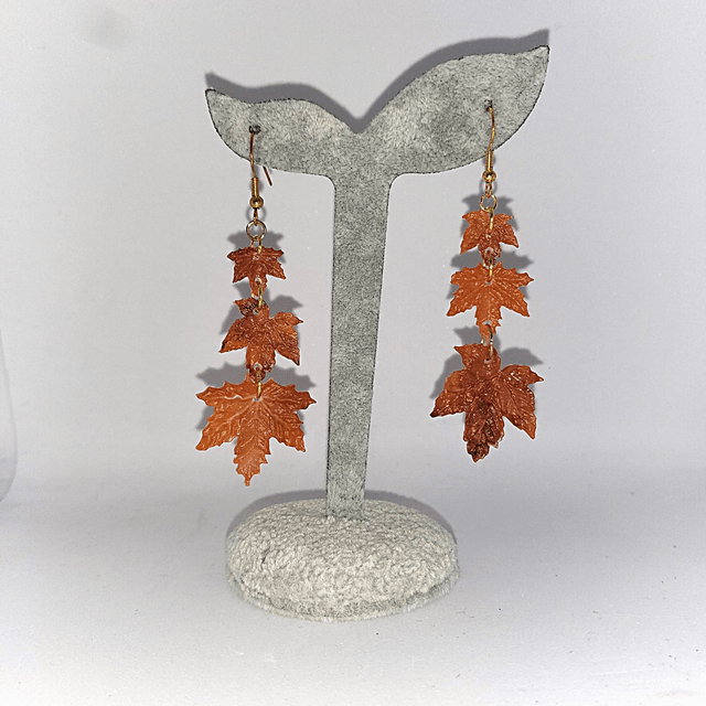 Boucles d'oreilles feuilles triple