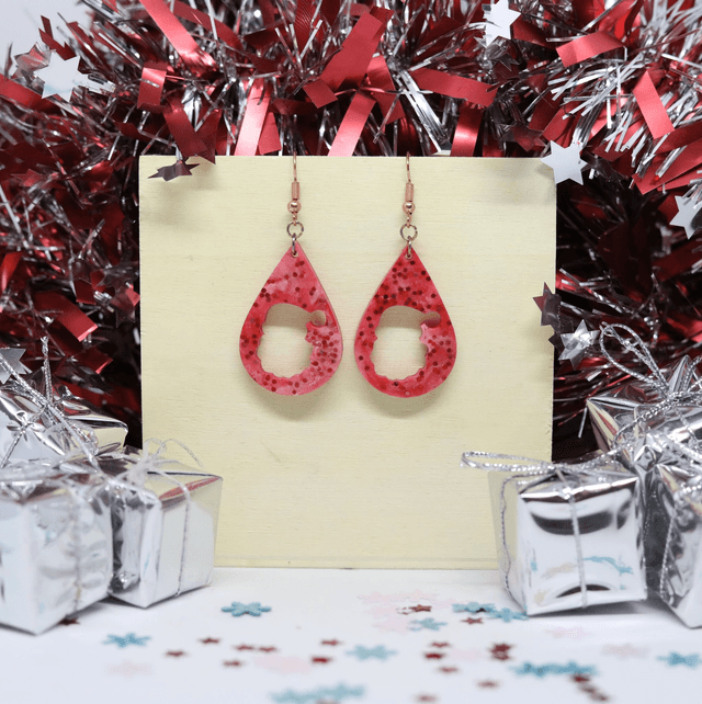 Boucles d'oreilles mini goutte Père Noël