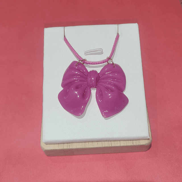 Collier nœud 3 rose