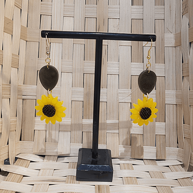 Boucles d&#039;oreilles Tournesol double